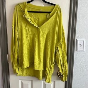 free people yellow/green long sleeve top